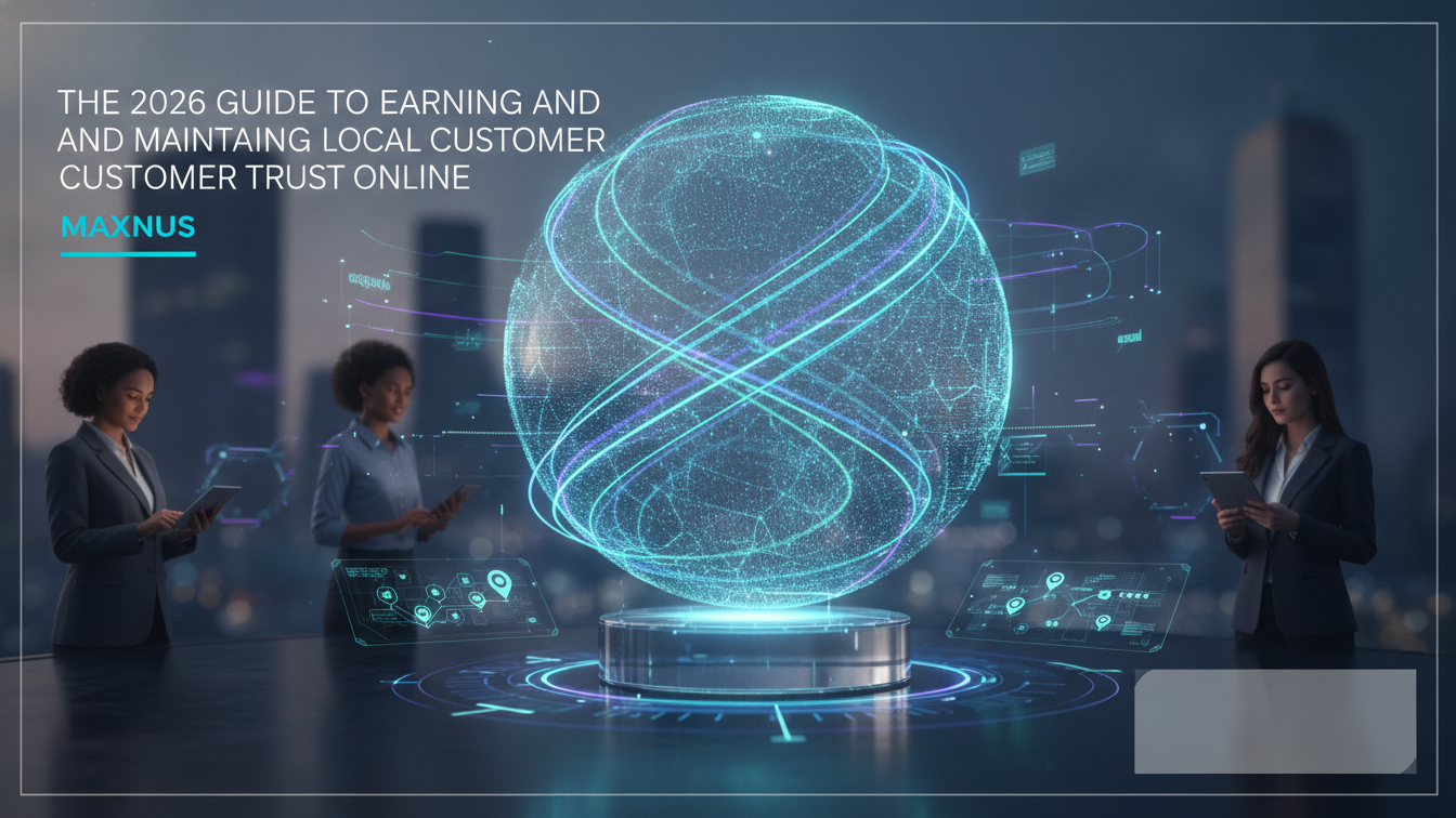 Digital handshake over a map representing local business trust in 2026